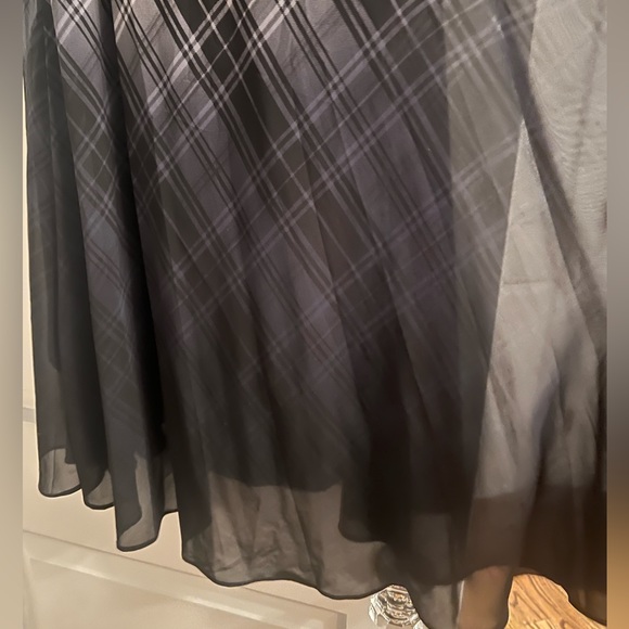 Fame Chiffon Maxi Skirt Plaid Ombré - Picture 2 of 4